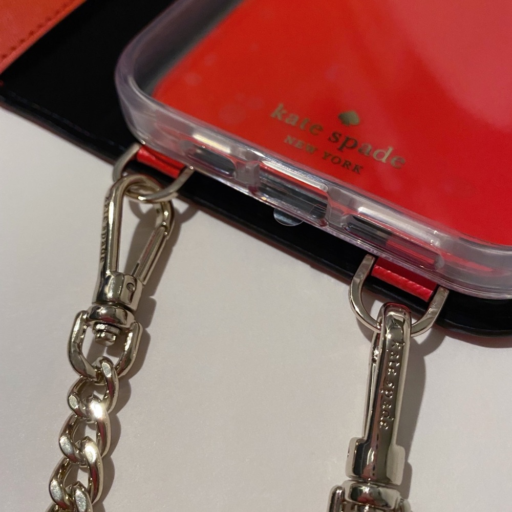 ♠️Kate Spade iPhone 12 Folio Case Chain Crossbody - Picture 8 of 15